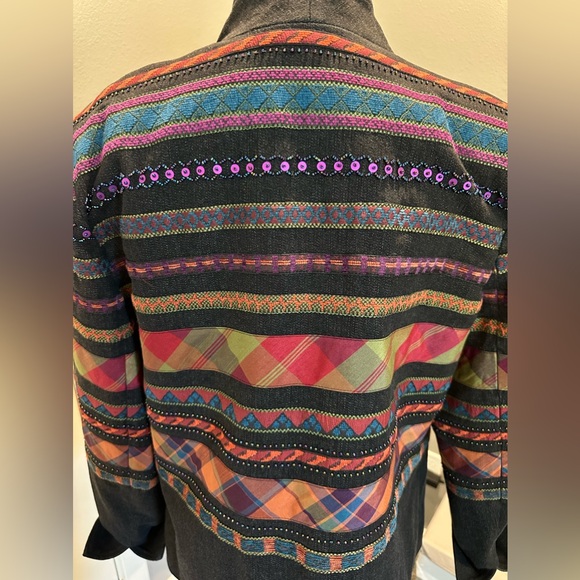 Coldwater Creek open front jacket, southwestern beaded sequin multicolor inserts - Picture 3 of 16